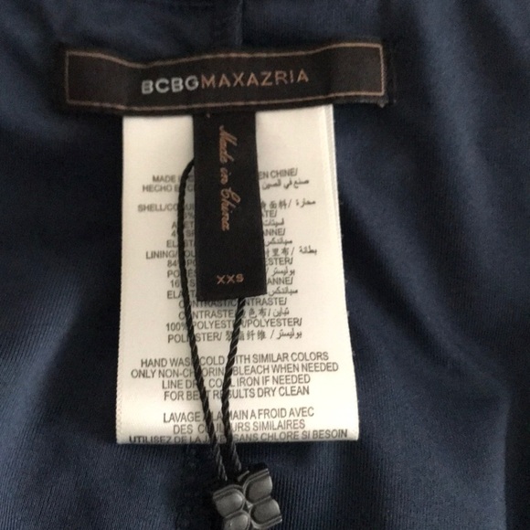 BCBGMAXAZRIA Navy Gold Halter Dress XXS - Picture 6 of 7